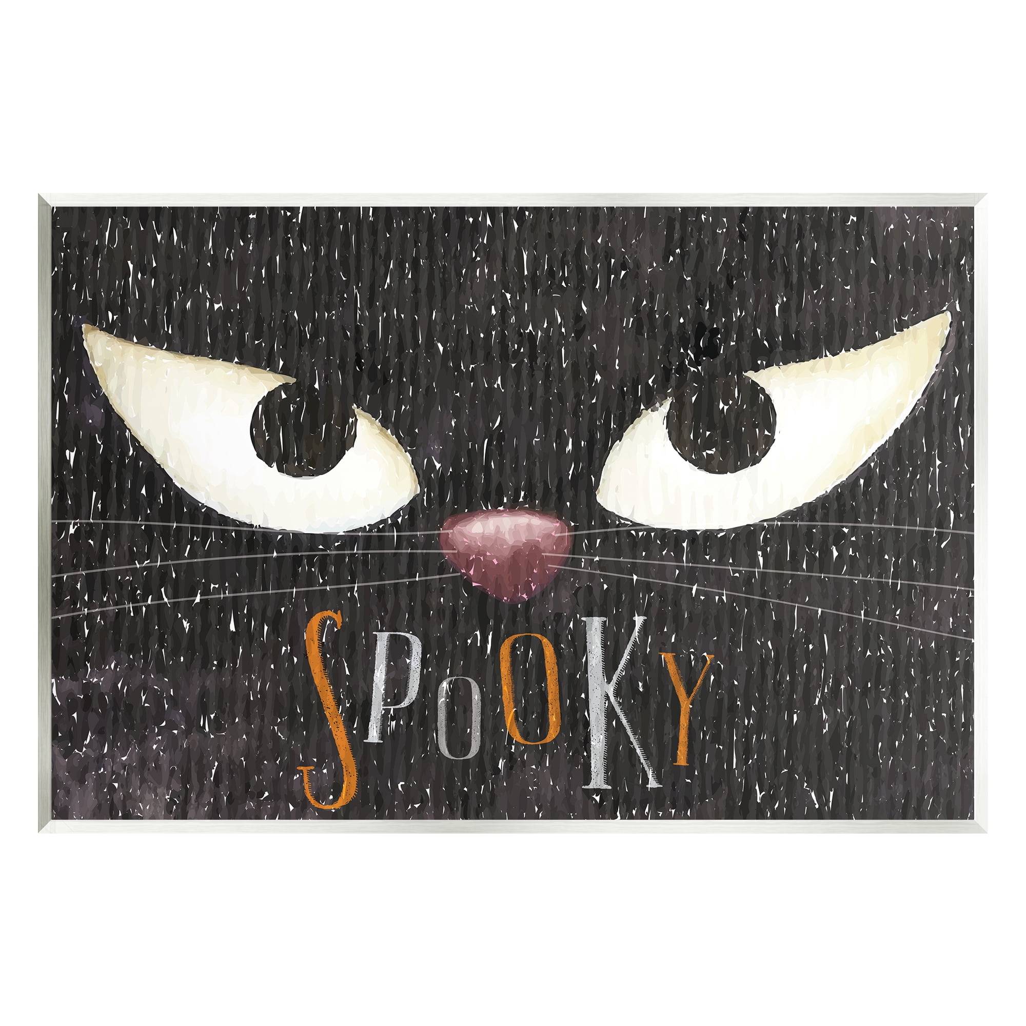 Stupell Industries Spooky Halloween Black Cat Eyes Holiday Painting Unframed Art Print Wall Art