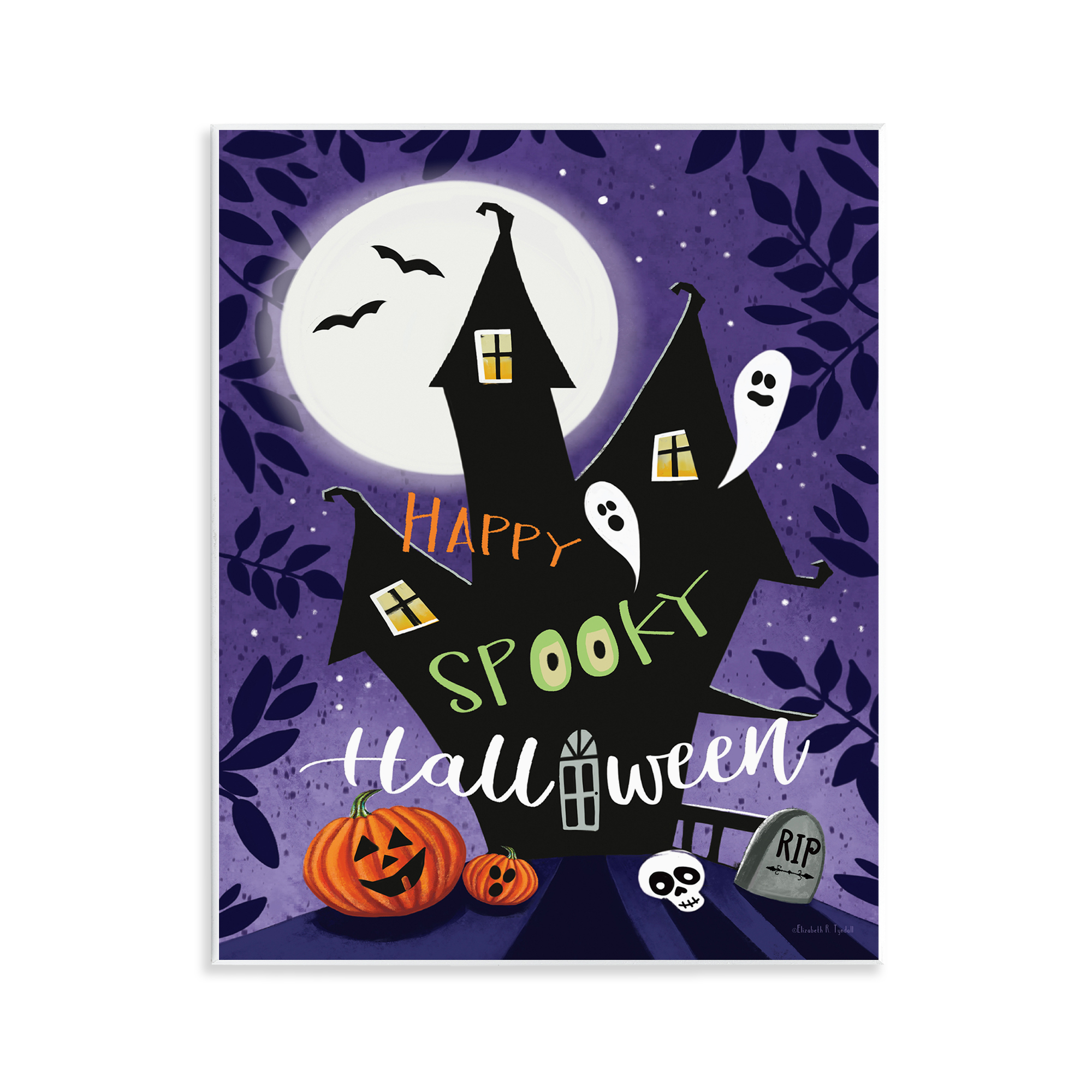 Stupell Industries Spooky Halloween House Holiday Painting Unframed Art Print Wall Art, 11 x 14