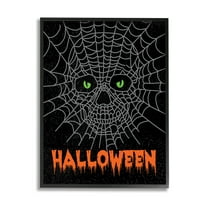 Stupell Industries Spooky Halloween Spider Web Skull Graphic Art Black Framed Art Print Wall Art, Design by Linda Birtel
