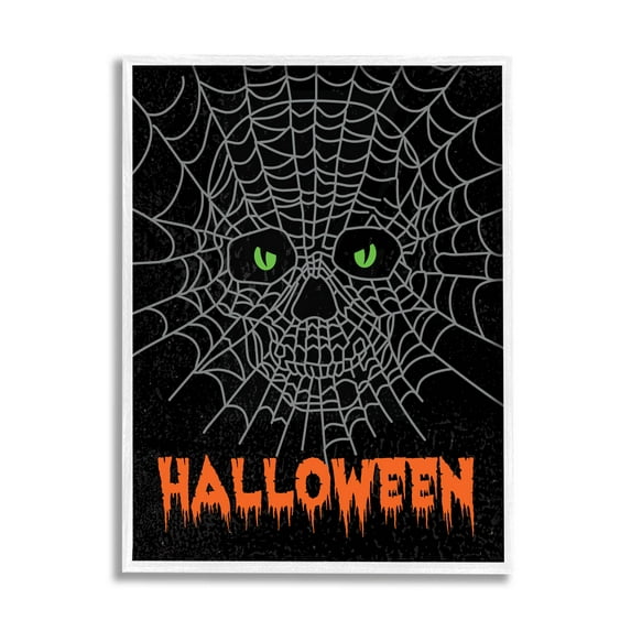 Stupell Industries Spooky Halloween Spider Web Skull Graphic Art White Framed Art Print Wall Art, Design by Linda Birtel