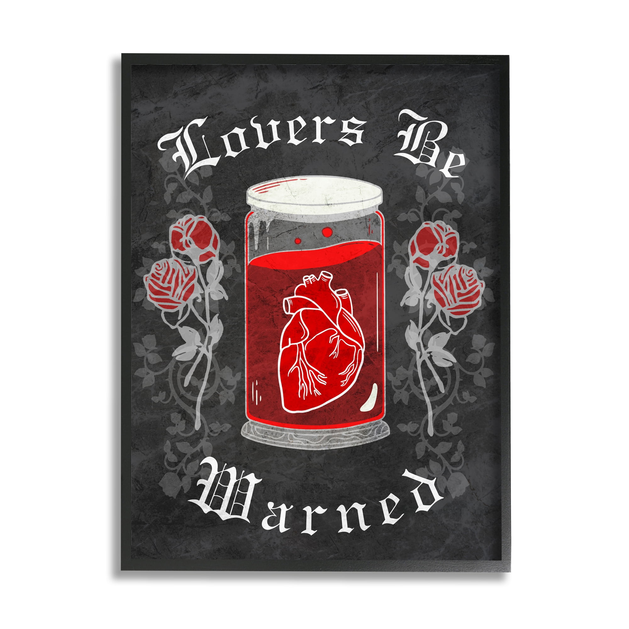 Stupell Industries Spooky Heart In Jar Holiday Painting Black Framed Art Print Wall Art, 24 x 30