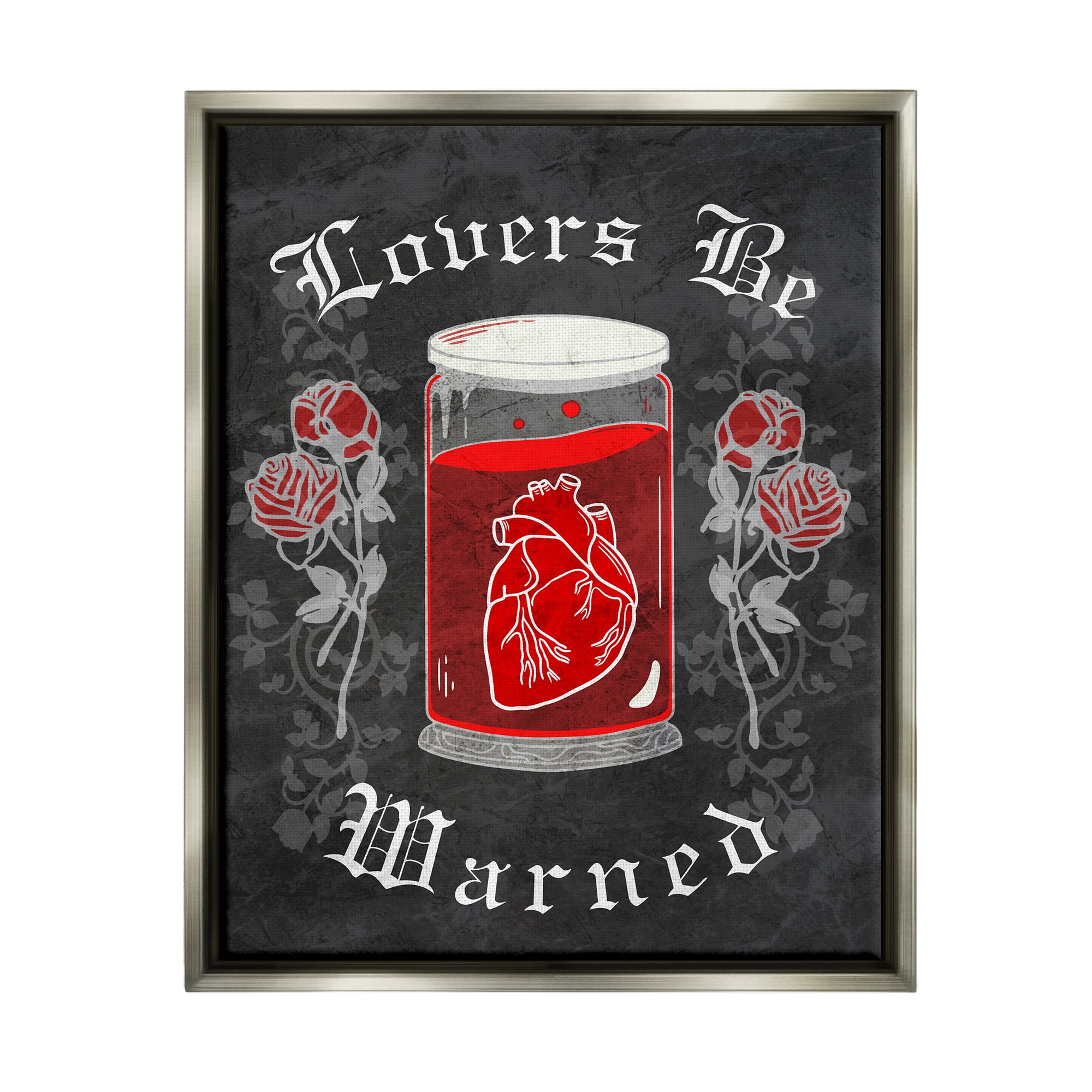 Stupell Industries Spooky Heart In Jar Holiday Painting Gray Floater Framed Art Print Wall Art, 25 x 31