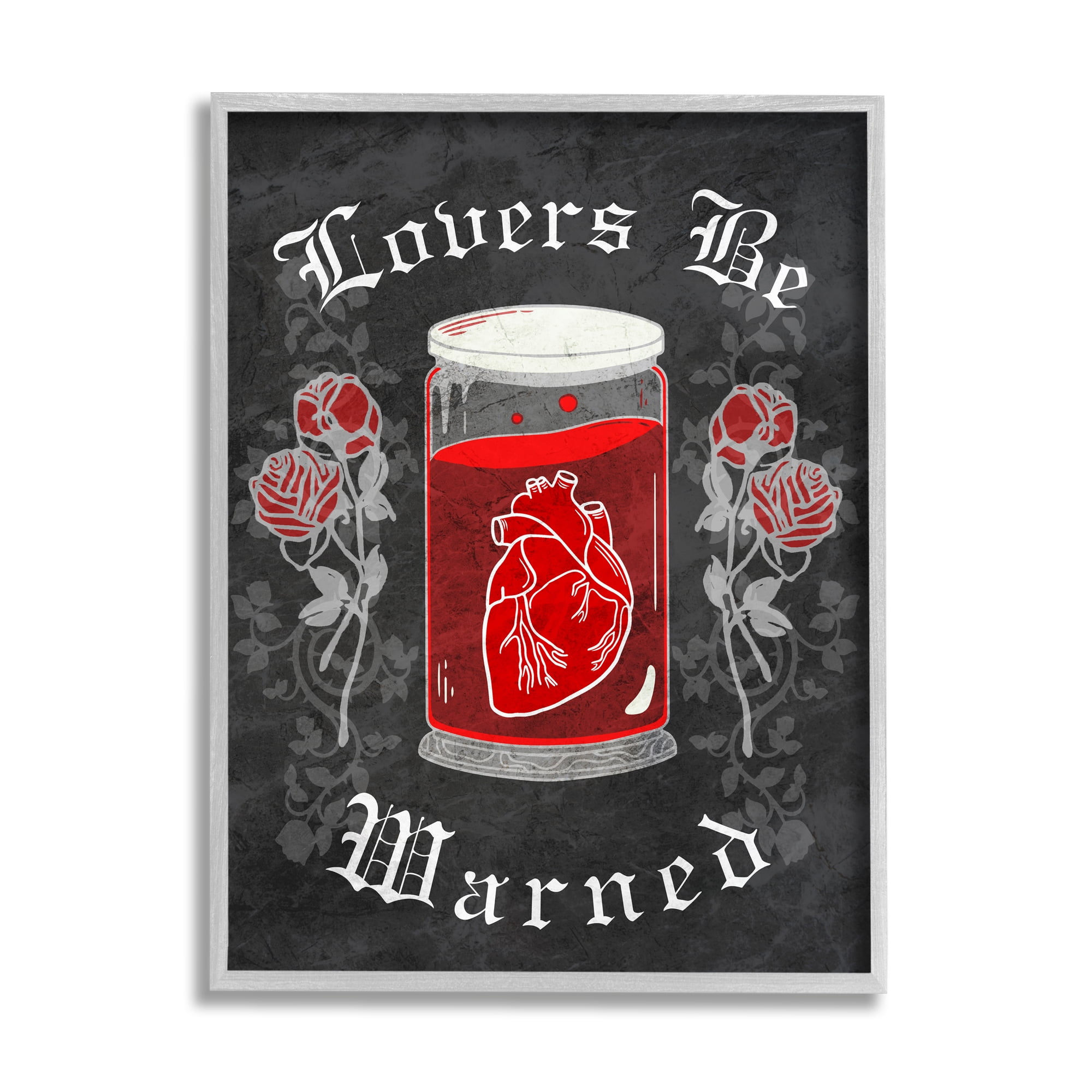 Stupell Industries Spooky Heart In Jar Holiday Painting Gray Framed Art Print Wall Art, 16 x 20