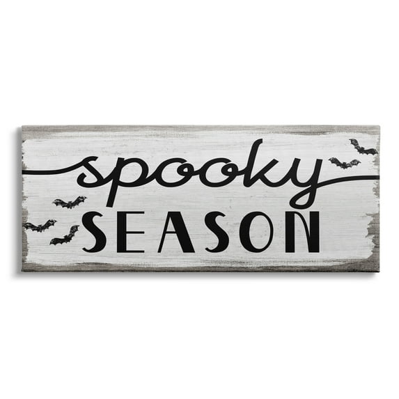 Stupell Industries Spooky Season Sign Black Bats Halloween Phrase Graphic Art Gallery-Wrapped Canvas Print Wall Art, 48x20, by Daphne Polselli