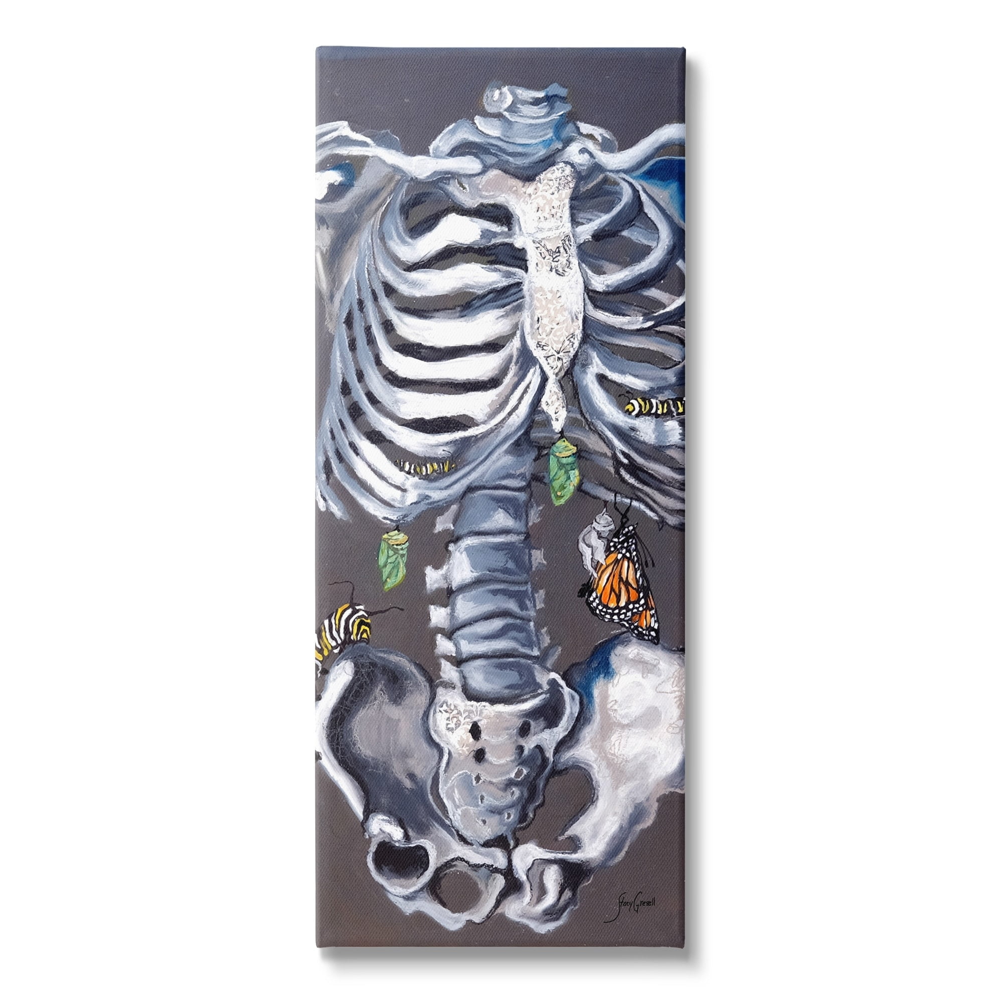 Stupell Industries Spooky Skeleton Crawling Insects Bugs Detailed Painting Painting Gallery Wrapped Canvas Print Wall Art, Design by Stacy Gresell