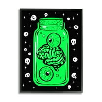 Stupell Industries Spooky Specimen Jar Holiday Painting Black Framed Art Print Wall Art, 11 x 14