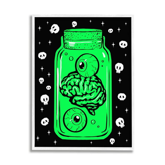 Stupell Industries Spooky Specimen Jar Holiday Painting White Framed Art Print Wall Art, 11 x 14