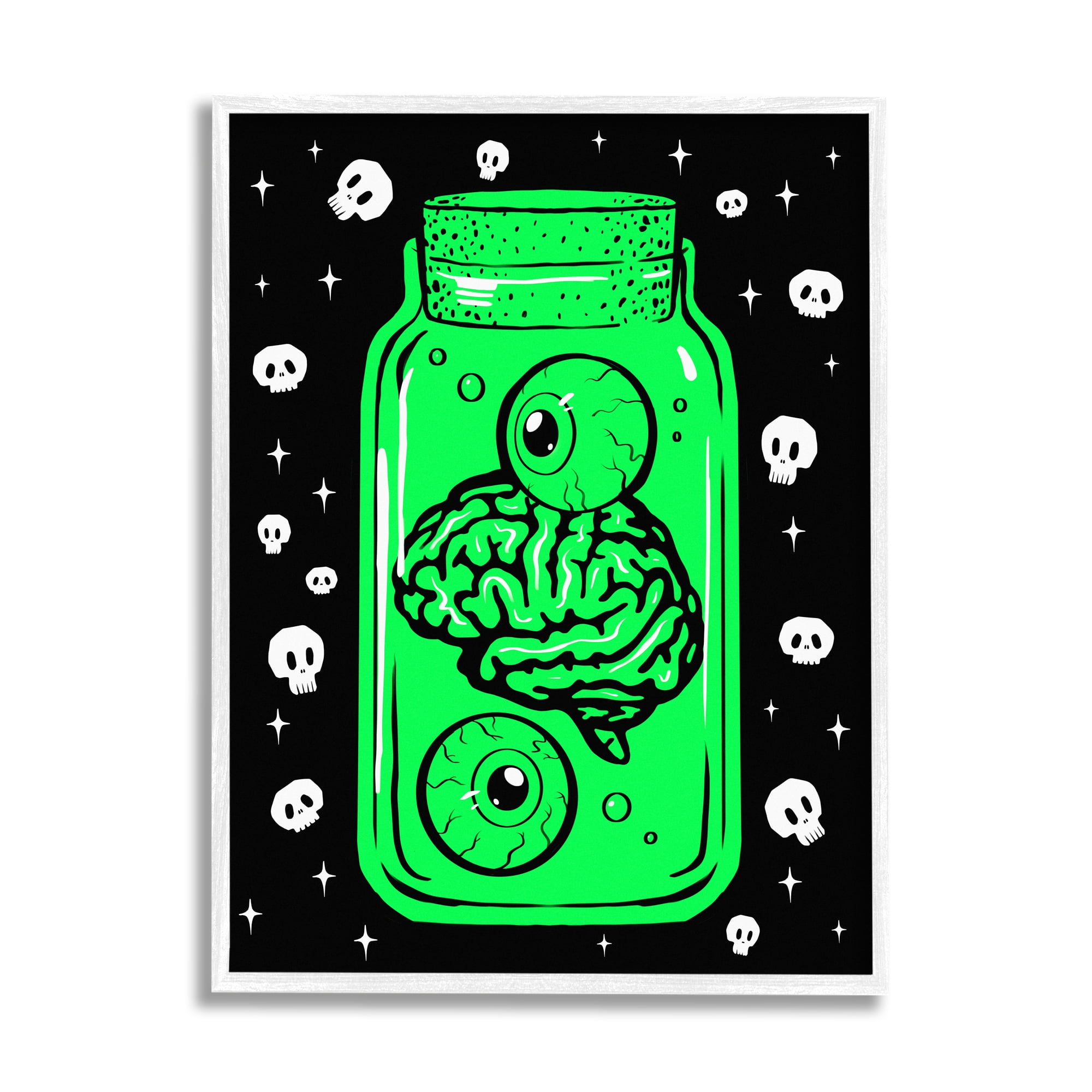 Stupell Industries Spooky Specimen Jar Holiday Painting White Framed Art Print Wall Art, 24 x 30