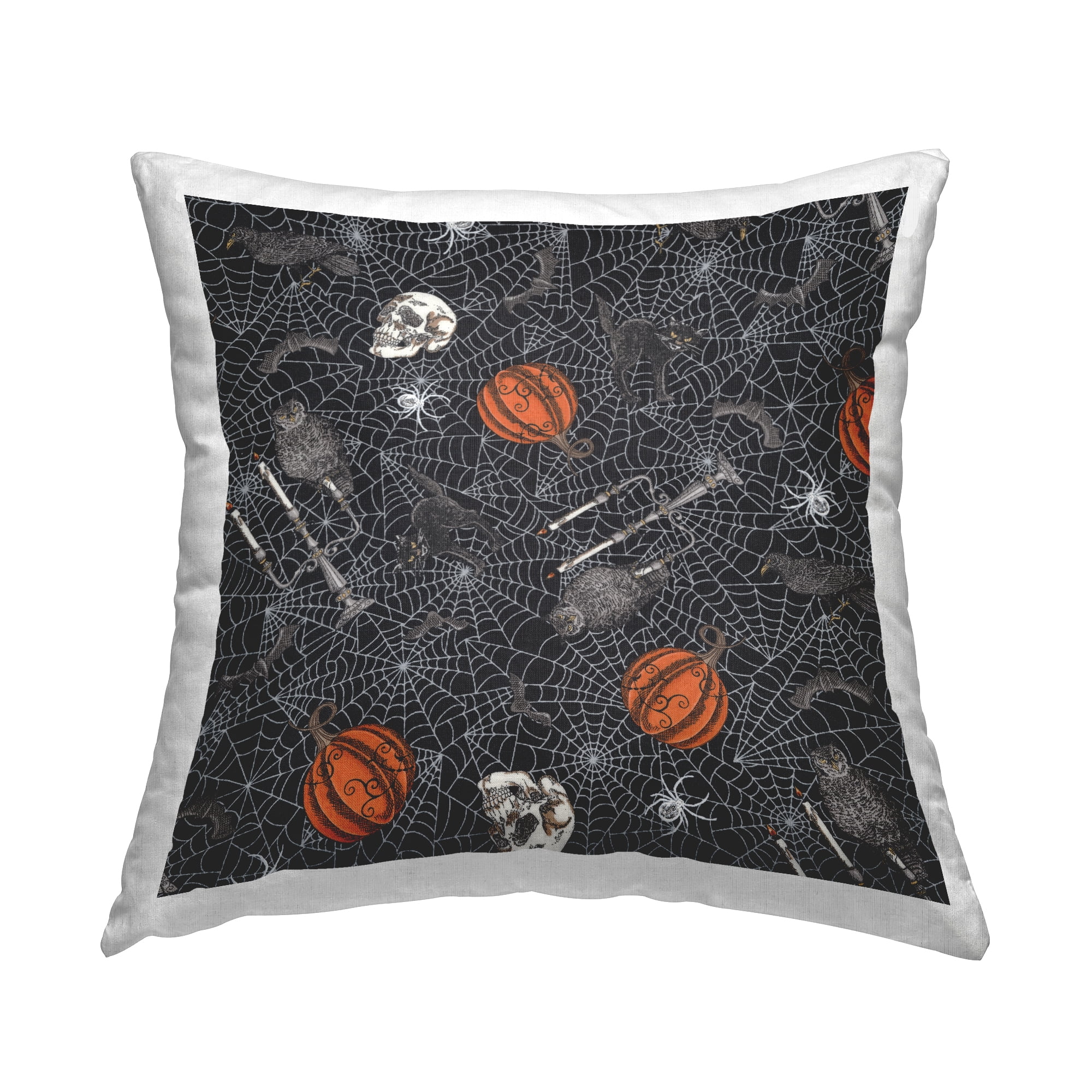 Stupell Industries Spooky Spider Web Halloween Pattern Printed Throw Pillow Design by Deb Strain