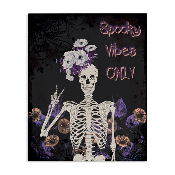 Spooky Vibes Only Skeleton Canvas Art, 24 x 30, Made In USA