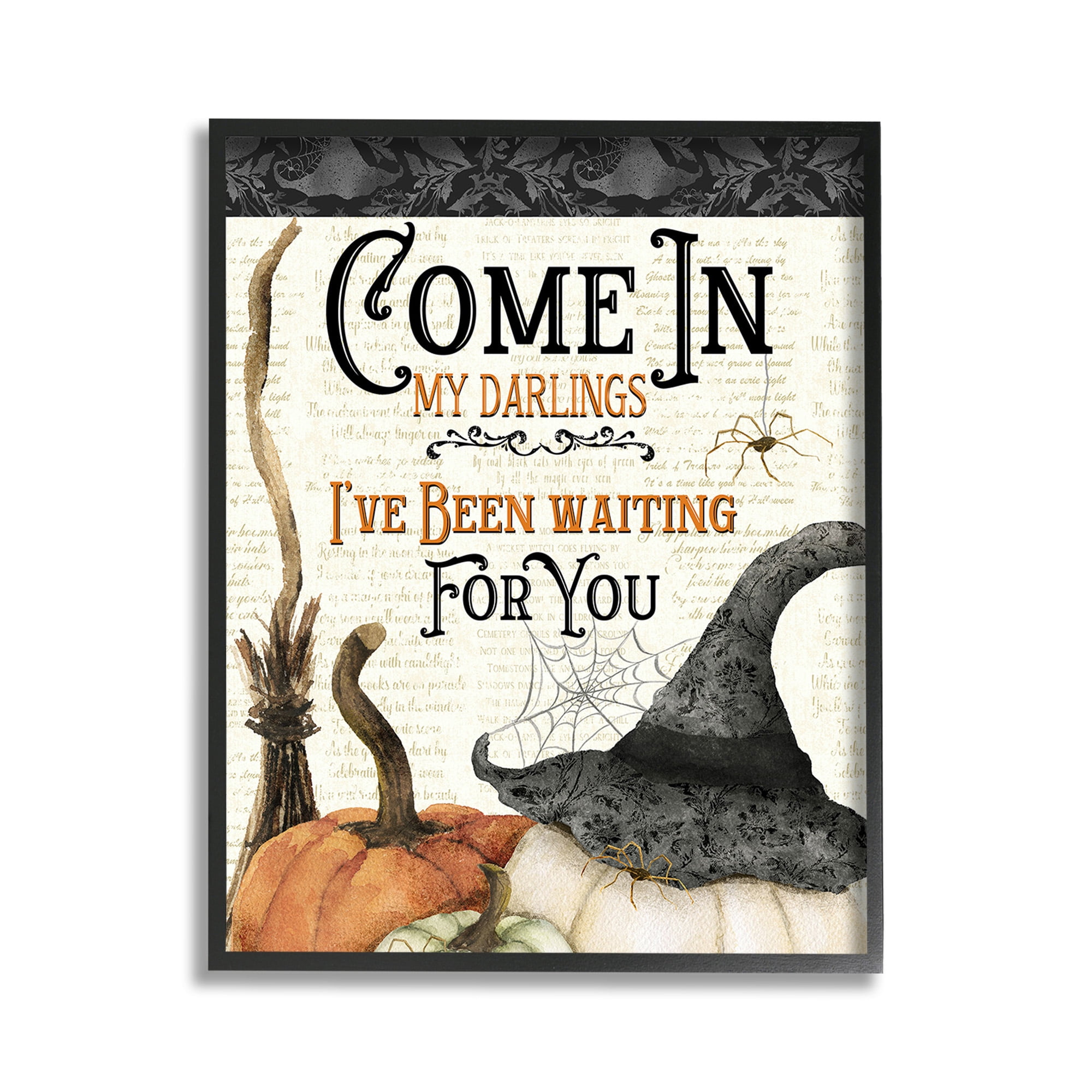 Stupell Industries Spooky Witch Phrase Holiday Painting Black Framed Art Print Wall Art, 11 x 14
