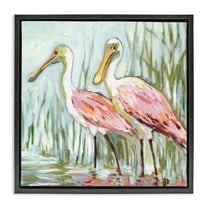 Stupell Industries Spoonbill Birds Pair Animals Painting Black Floater Framed Canvas Art Print Wall Art, 18 x 18