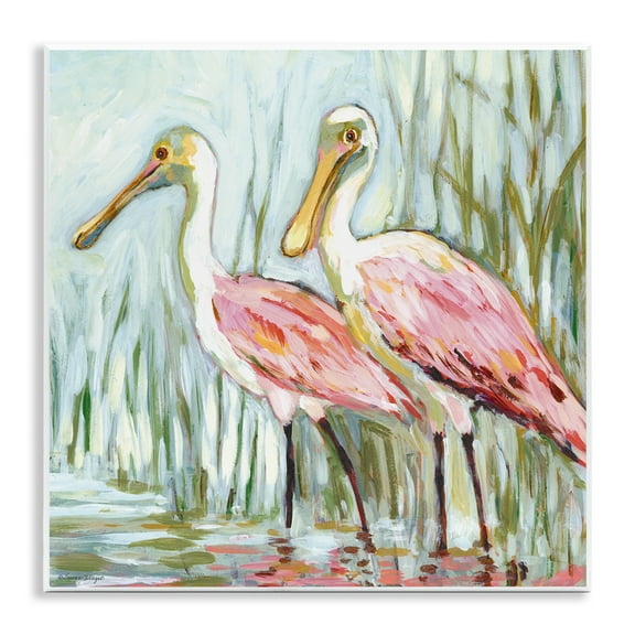 Stupell Industries Spoonbill Birds Pair Animals Painting Unframed Art Print Wall Art, 12 x 12