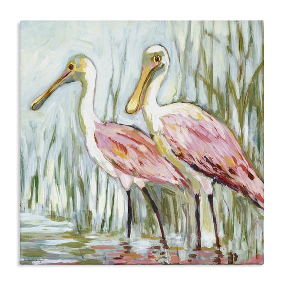 Stupell Industries Spoonbill Birds Pair Animals Painting Wrapped Canvas Canvas Art Print Wall Art, 17 x 17