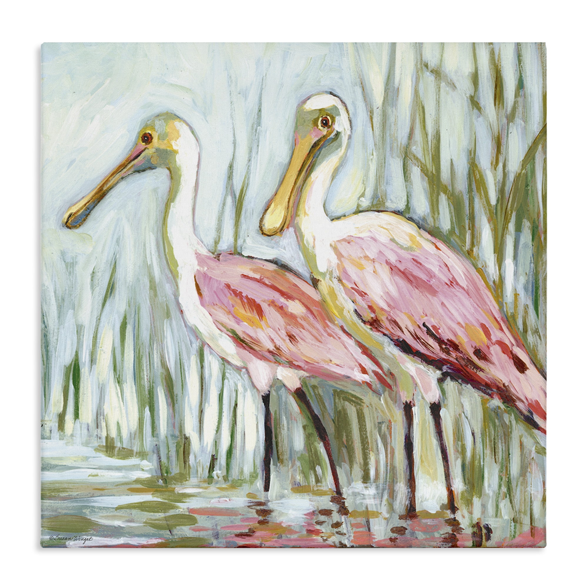 Stupell Industries Spoonbill Birds Pair Animals Painting Wrapped Canvas Canvas Art Print Wall Art, 36 x 36