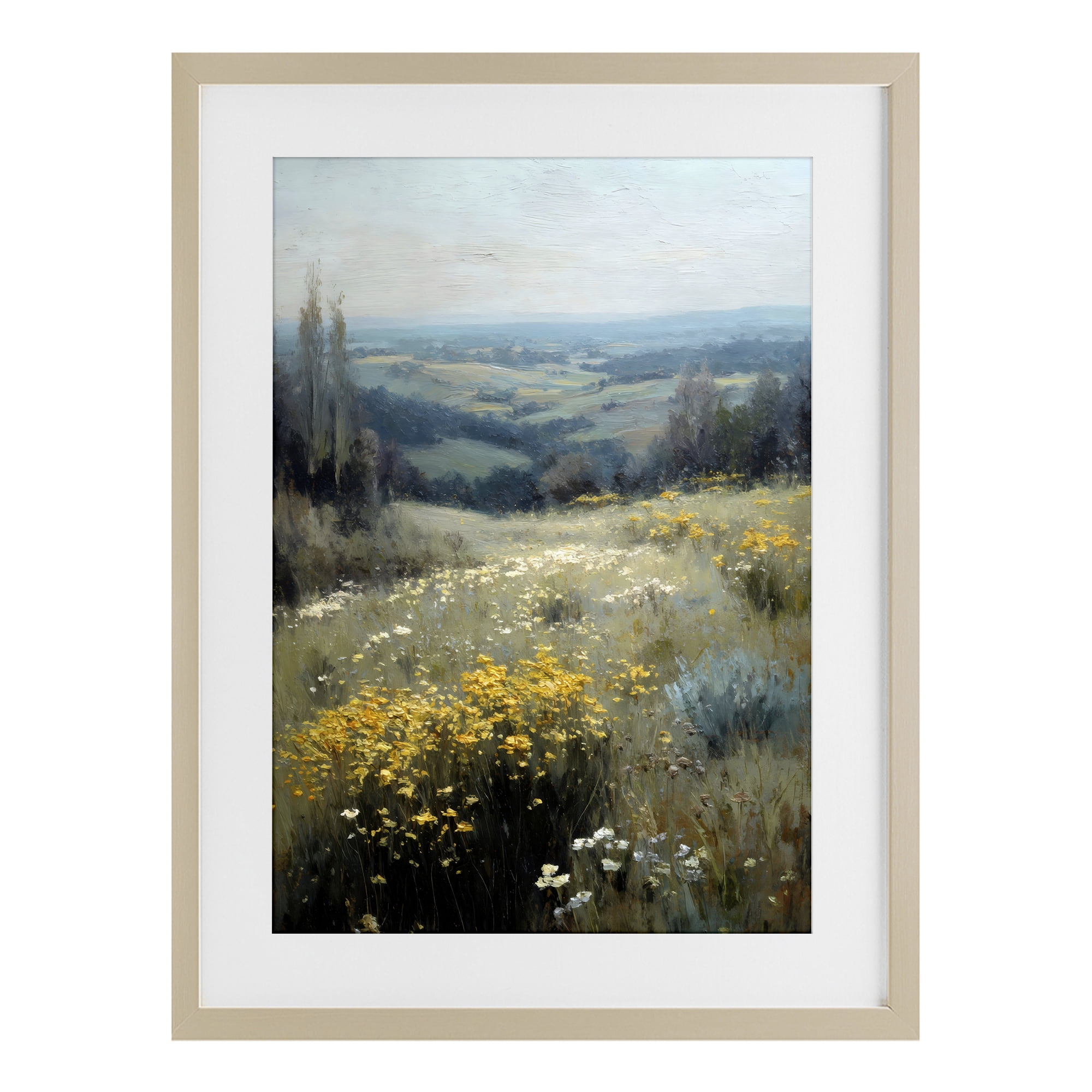 Stupell Industries Sporadic Meadow Flowers Birch Framed Print Under Glass, design by Petal Prints Design