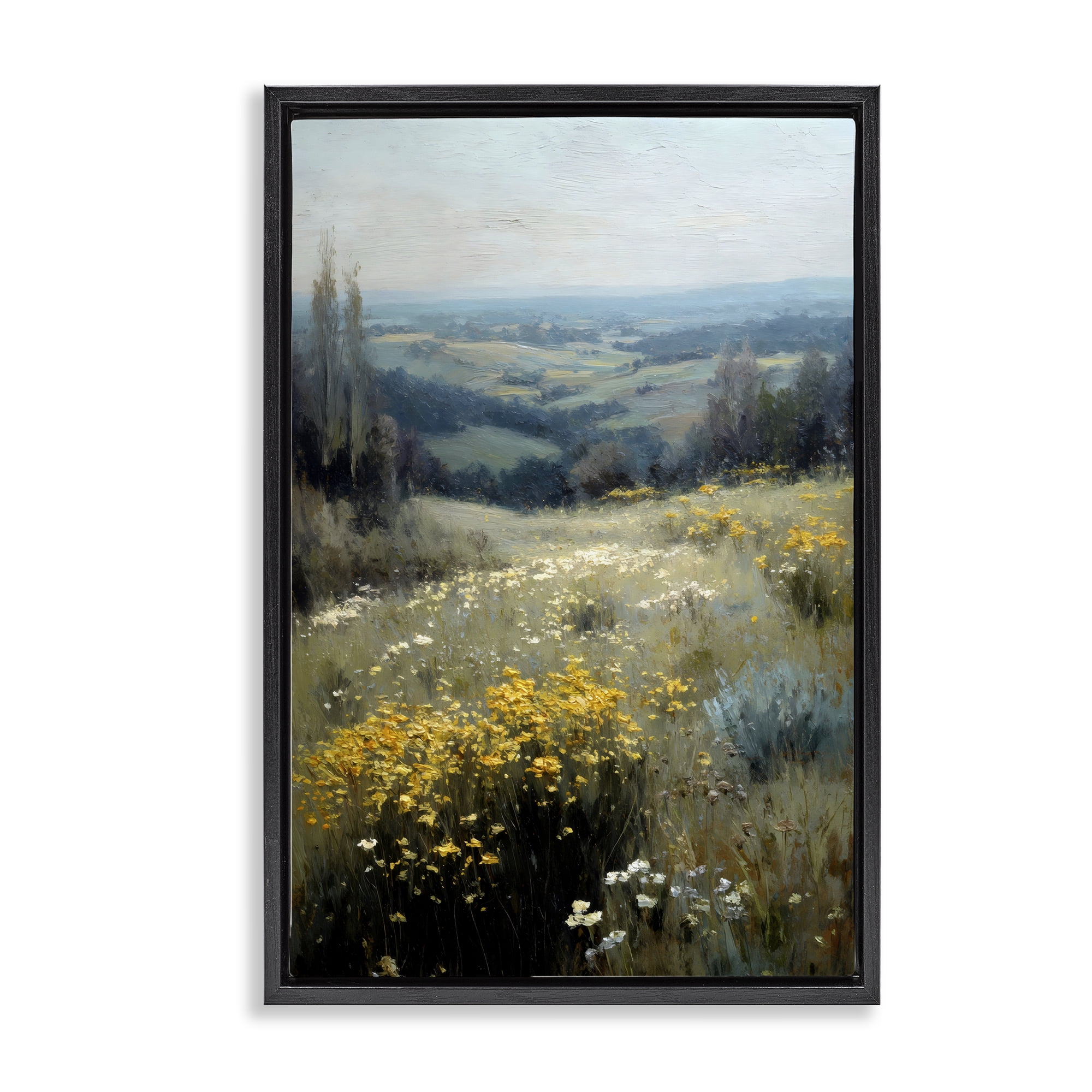 Stupell Industries Sporadic Meadow Flowers Black Framed Floater Canvas Wall Art, design by Petal Prints Design