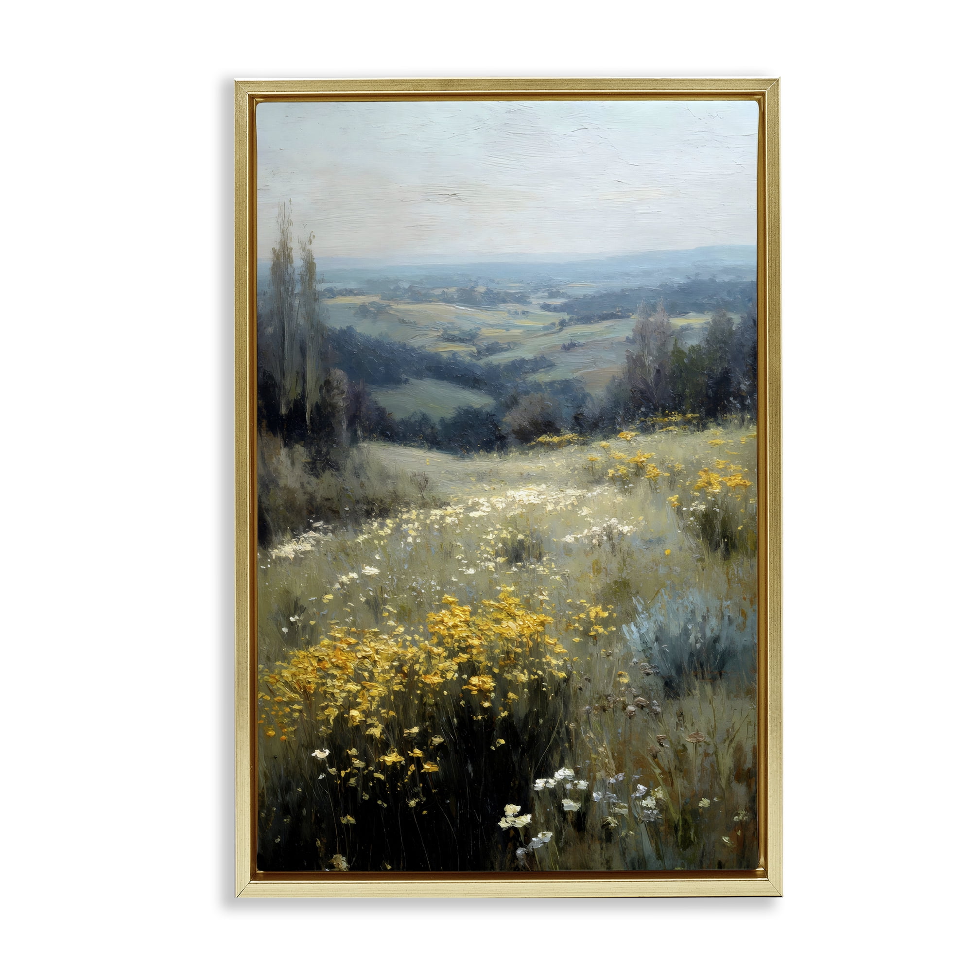 Stupell Industries Sporadic Meadow Flowers Gold Framed Floater Canvas Wall Art, design by Petal Prints Design