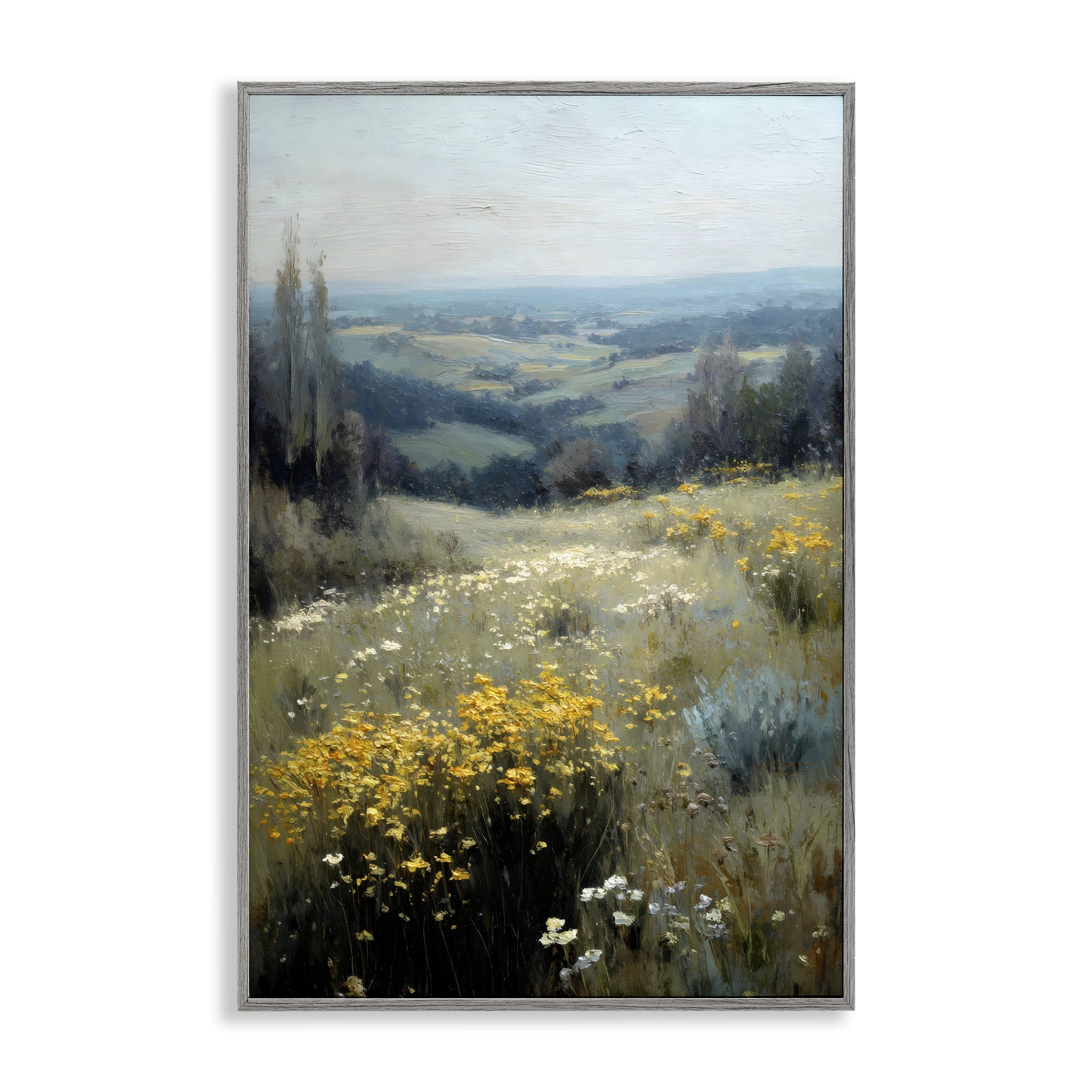 Stupell Industries Sporadic Meadow Flowers Gray Framed Giclee Art, design by Petal Prints Design