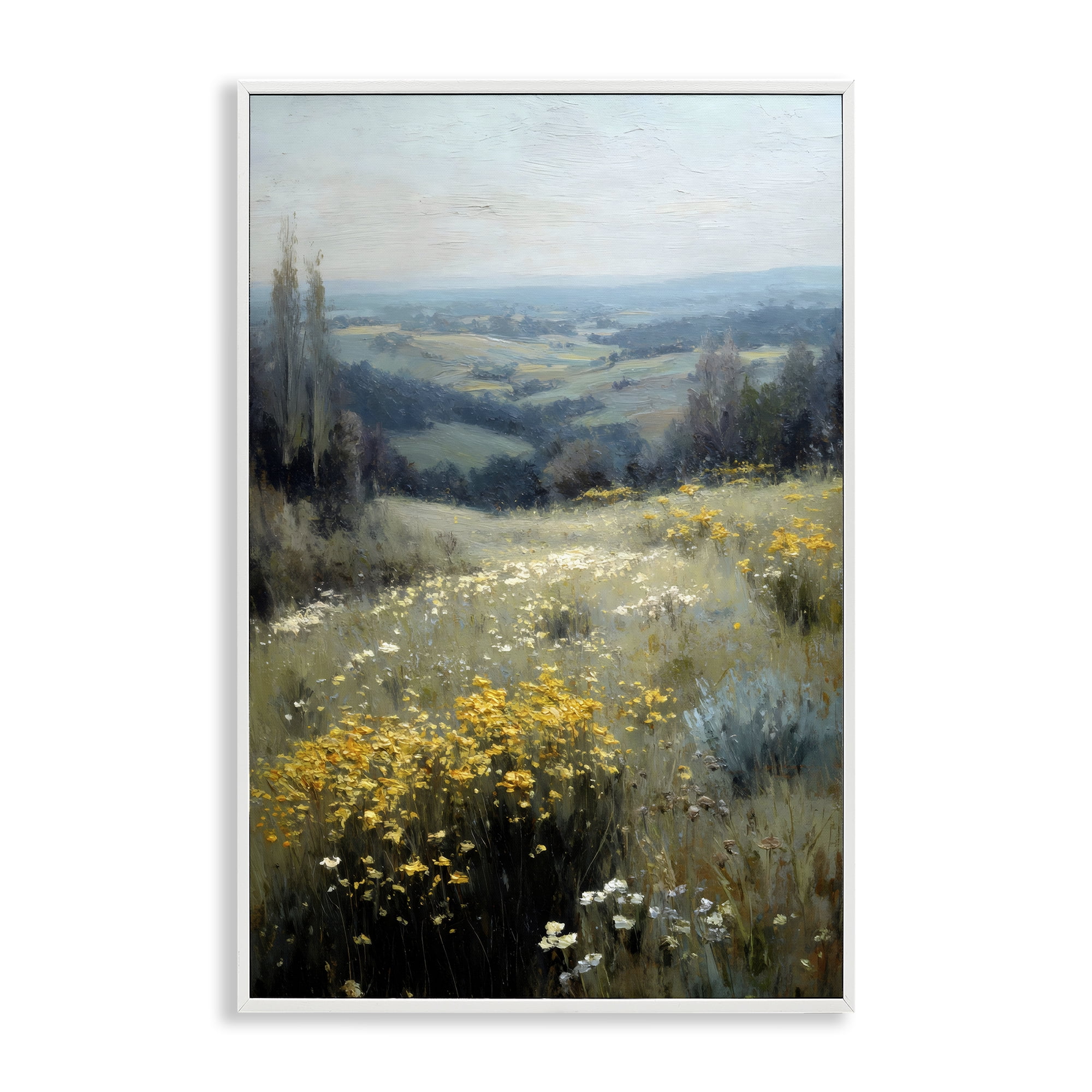 Stupell Industries Sporadic Meadow Flowers White Framed Giclee Art, design by Petal Prints Design