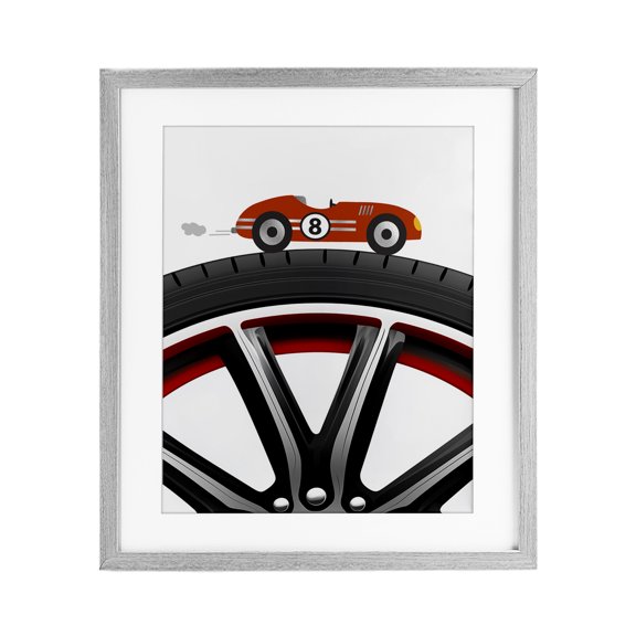 Stupell Industries Sport Fast Lane Racecar Gray Framed Print Under Glass, design by Christine Simpson Art