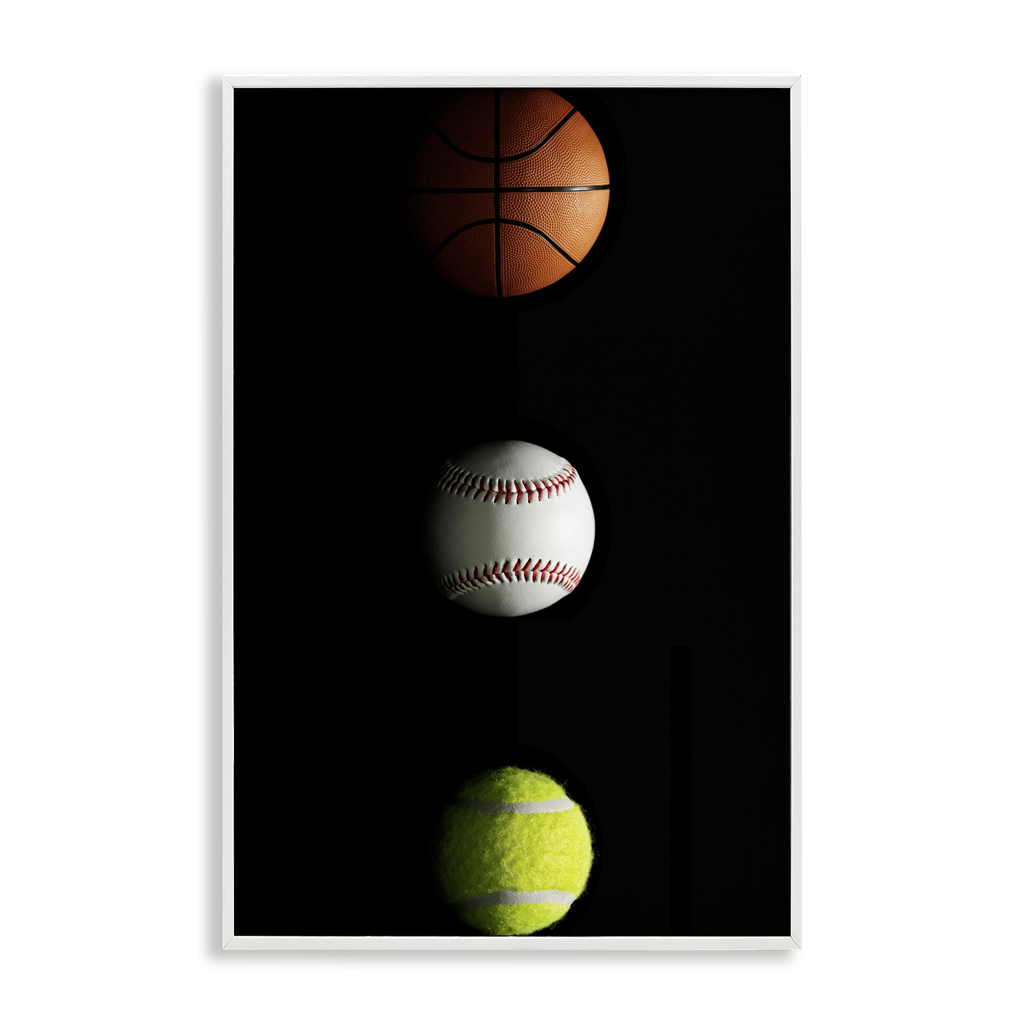 Stupell Industries Sports Balls Spotlight White Framed Giclee Art, design by Jesse Keith