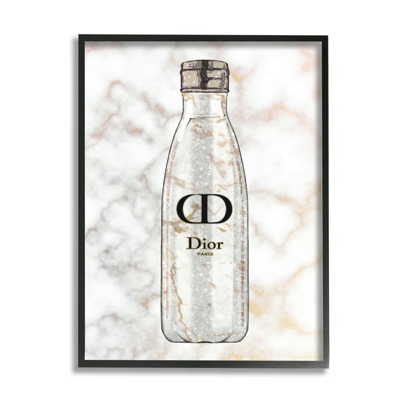 Stupell Industries Sports Bottle Glam Fashion over Marble Beauty & Fashion Painting Black Framed Art Print Wall Art, 24 x 30