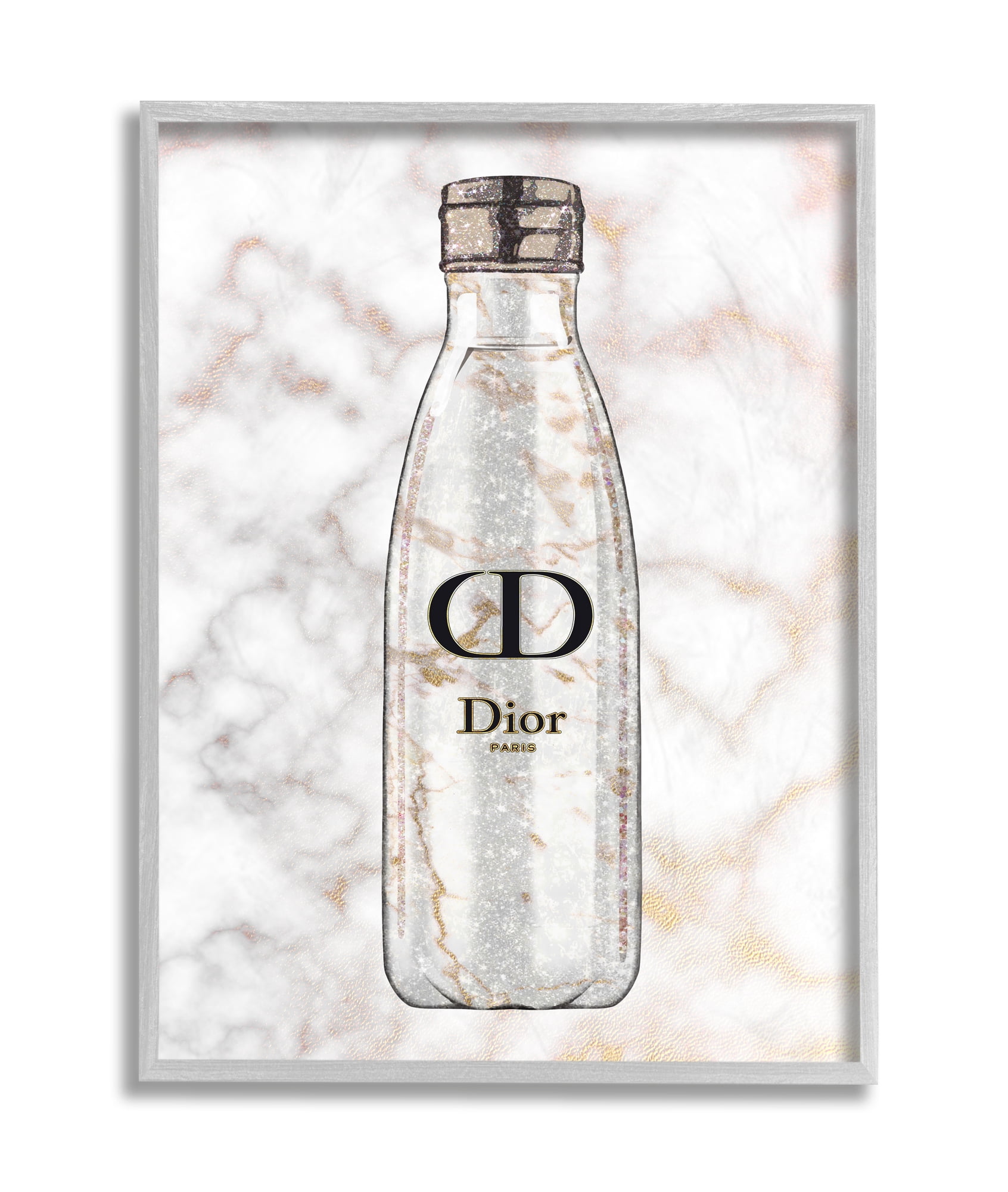 Stupell Industries Sports Bottle Glam Fashion over Marble Grey Framed, 16 x 20, Design by Ziwei Li