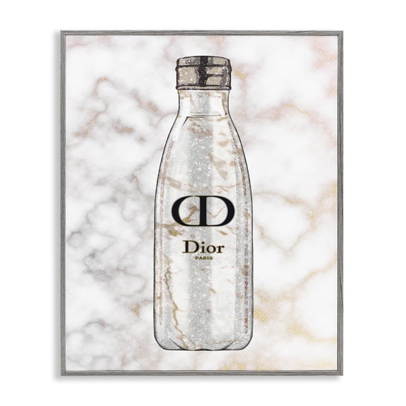 Stupell Industries Contemporary Sports Bottle Glam Fashion over Marble Gray Framed Giclee Art, 16 x 20, by Ziwei Li