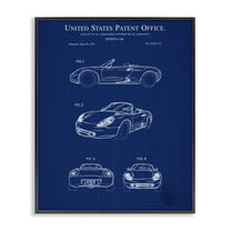 Stupell Industries Sports Car Blueprint Transportation Painting Black Framed Art Print Wall Art, 11 x 14