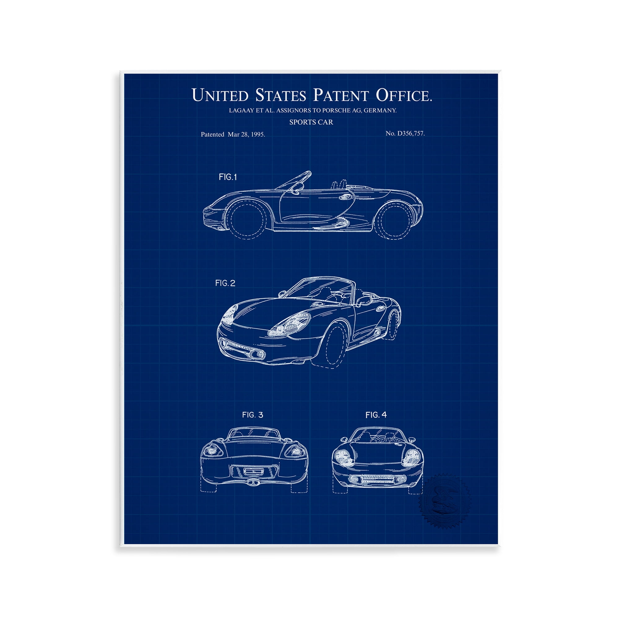 Stupell Industries Sports Car Blueprint Transportation Painting Unframed Art Print Wall Art, 11 x 14