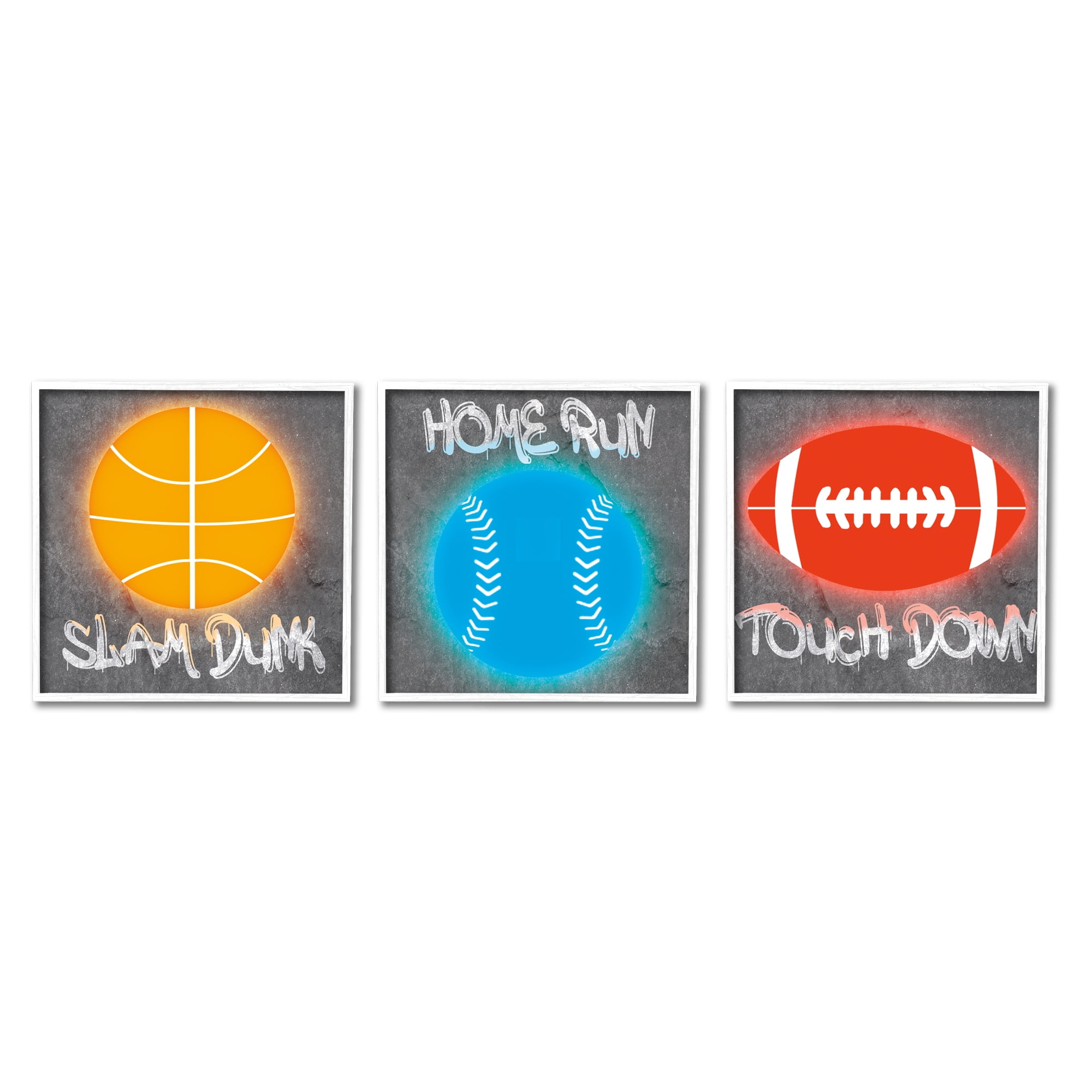 Stupell Industries Sports Graffiti Phrases Sports Painting White Framed Art Print Wall Art, 17 x 17, Set of 3