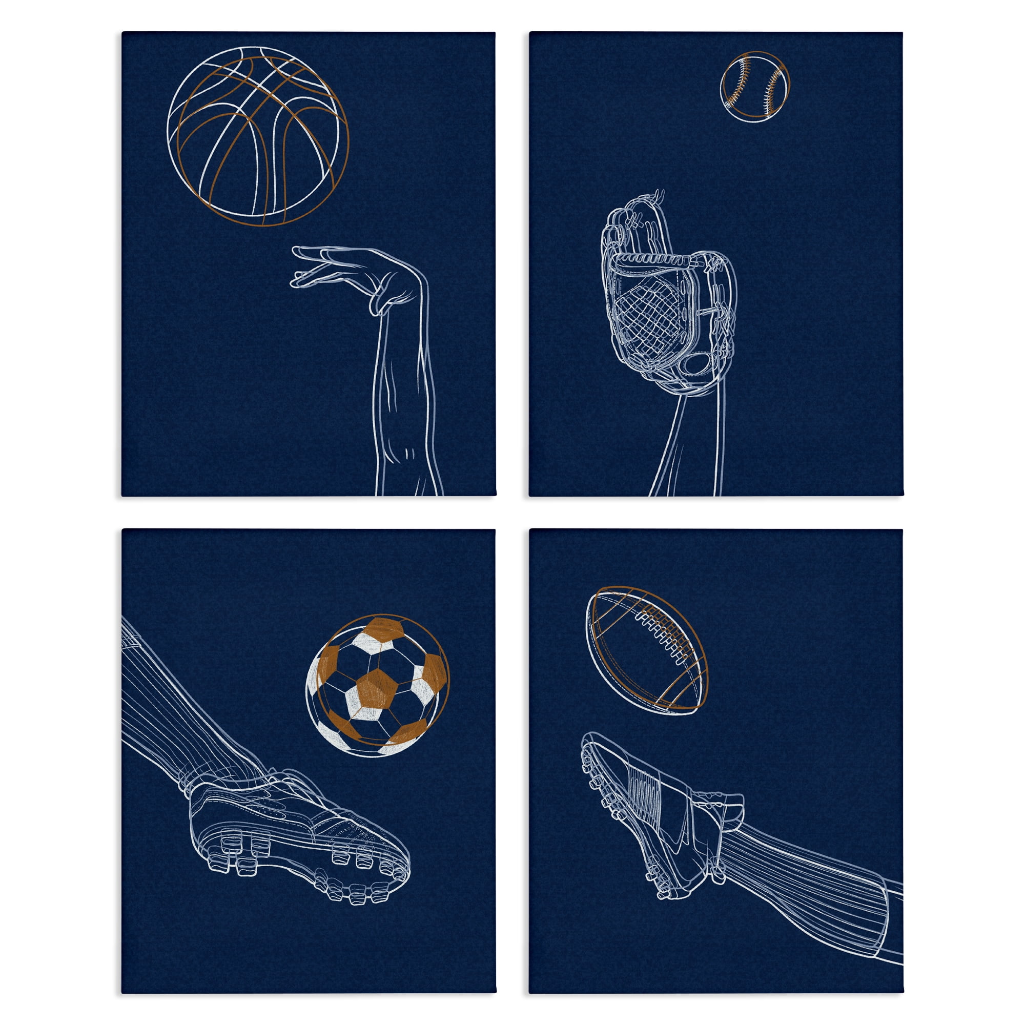 Stupell Industries Sports In Action Contour 4 Piece Canvas Wall Art Set, design by Marcus Prime