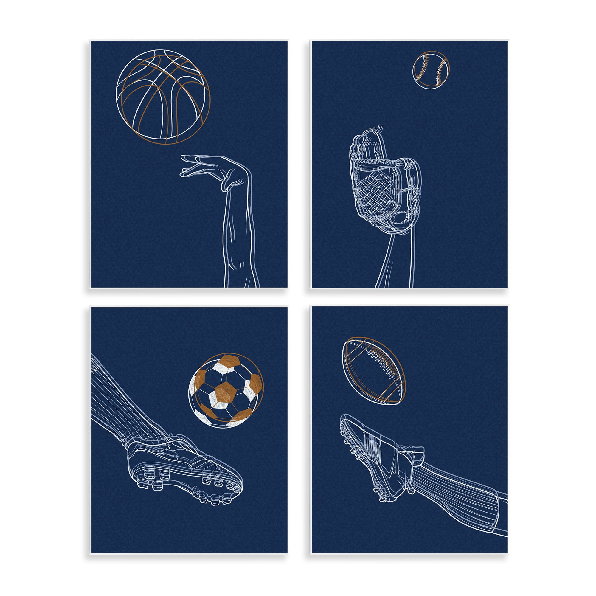 Stupell Industries Sports In Action Contour 4 Piece Wall Plaque Art Set, design by Marcus Prime