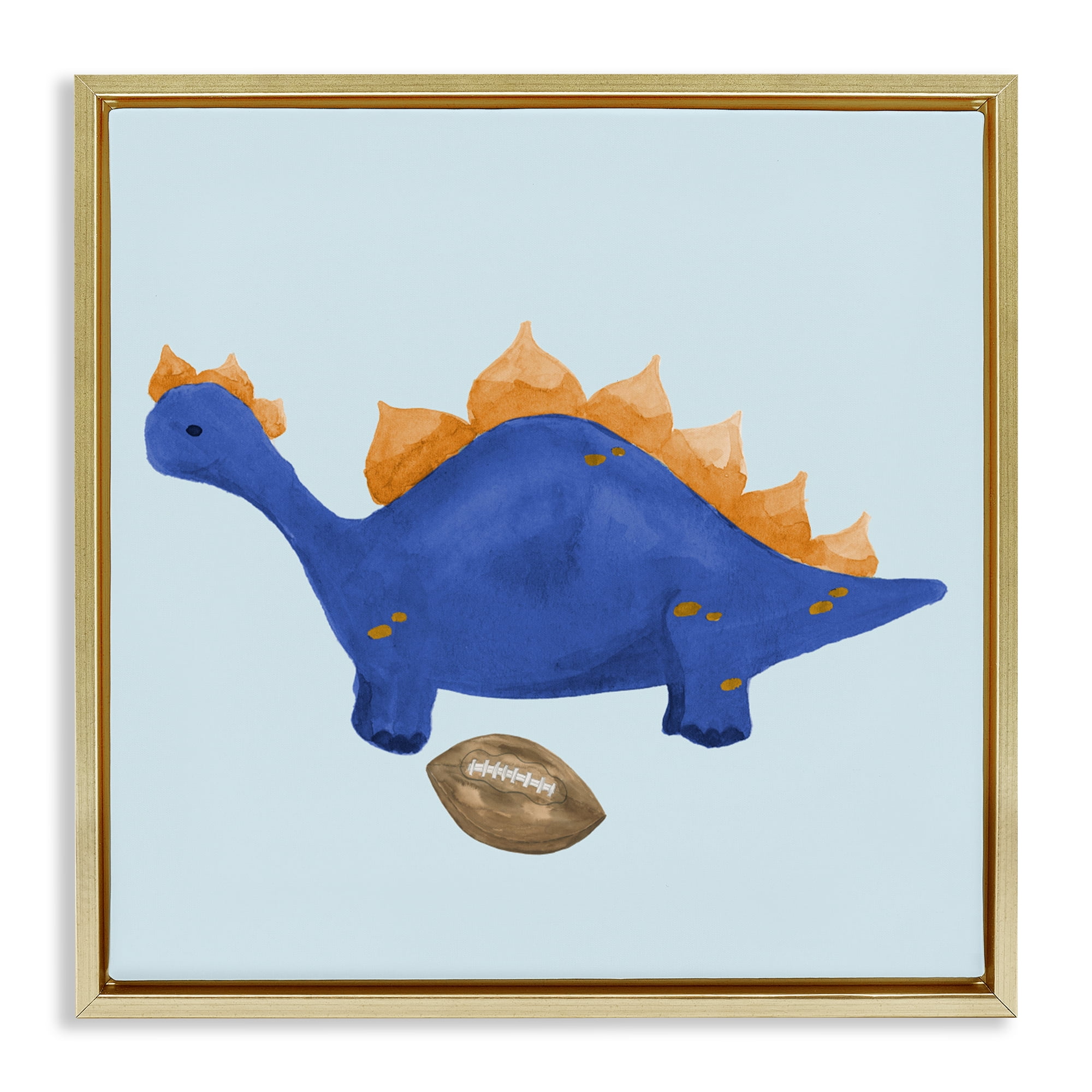 Stupell Industries Sporty Baby Dino Gold Framed Floater Canvas Wall Art, design by Lucille Price
