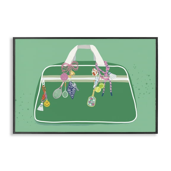 Stupell Industries Sporty Embellished Handbag Fashion Painting Black Framed Art Print Wall Art, 18 x 12