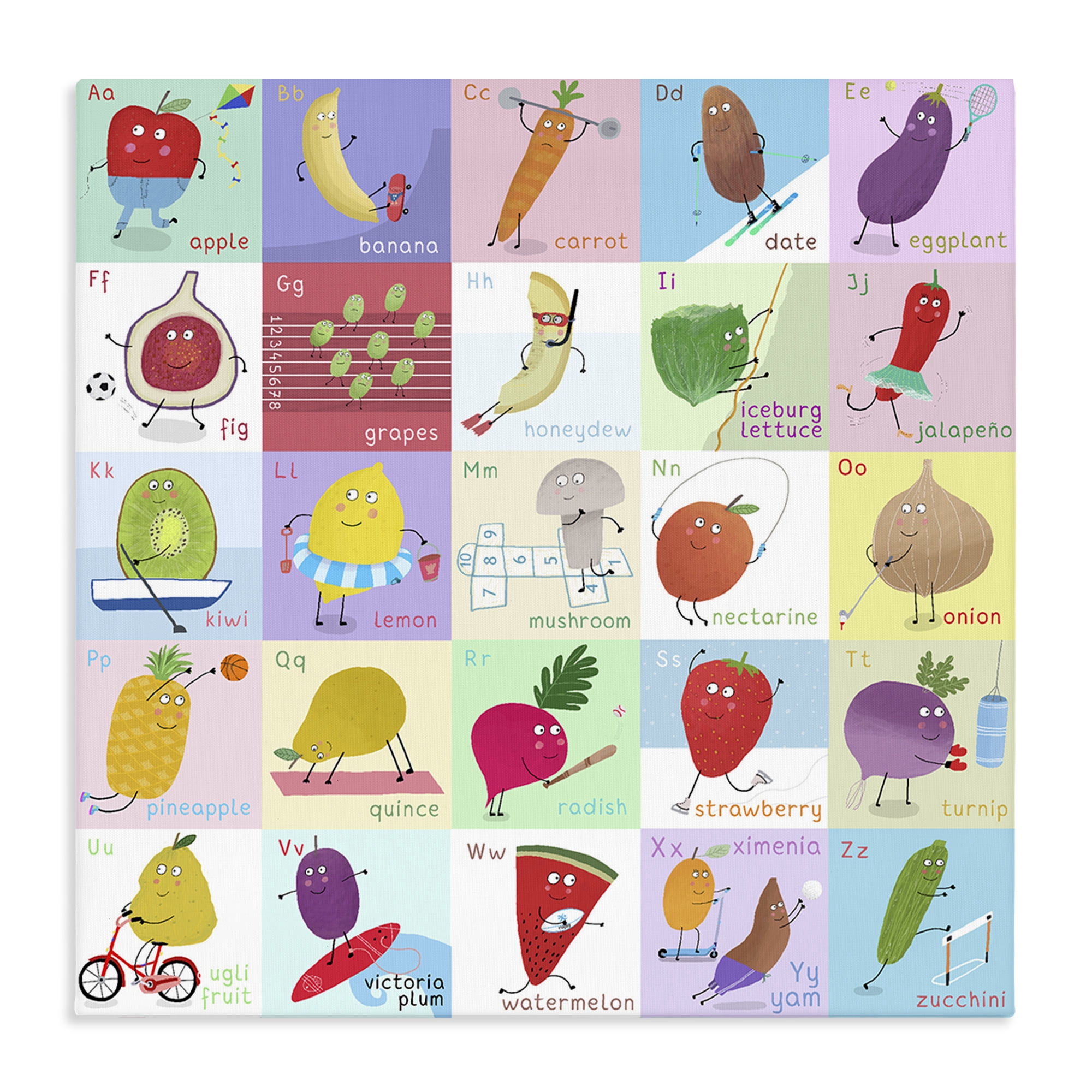 Stupell Industries Sporty Fruit Educational Canvas Wall Art, design by Carla Daly