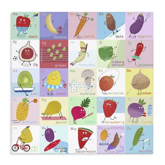Stupell Industries Contemporary Sporty Fruit Educational Canvas Art, 36 x 36, by Carla Daly
