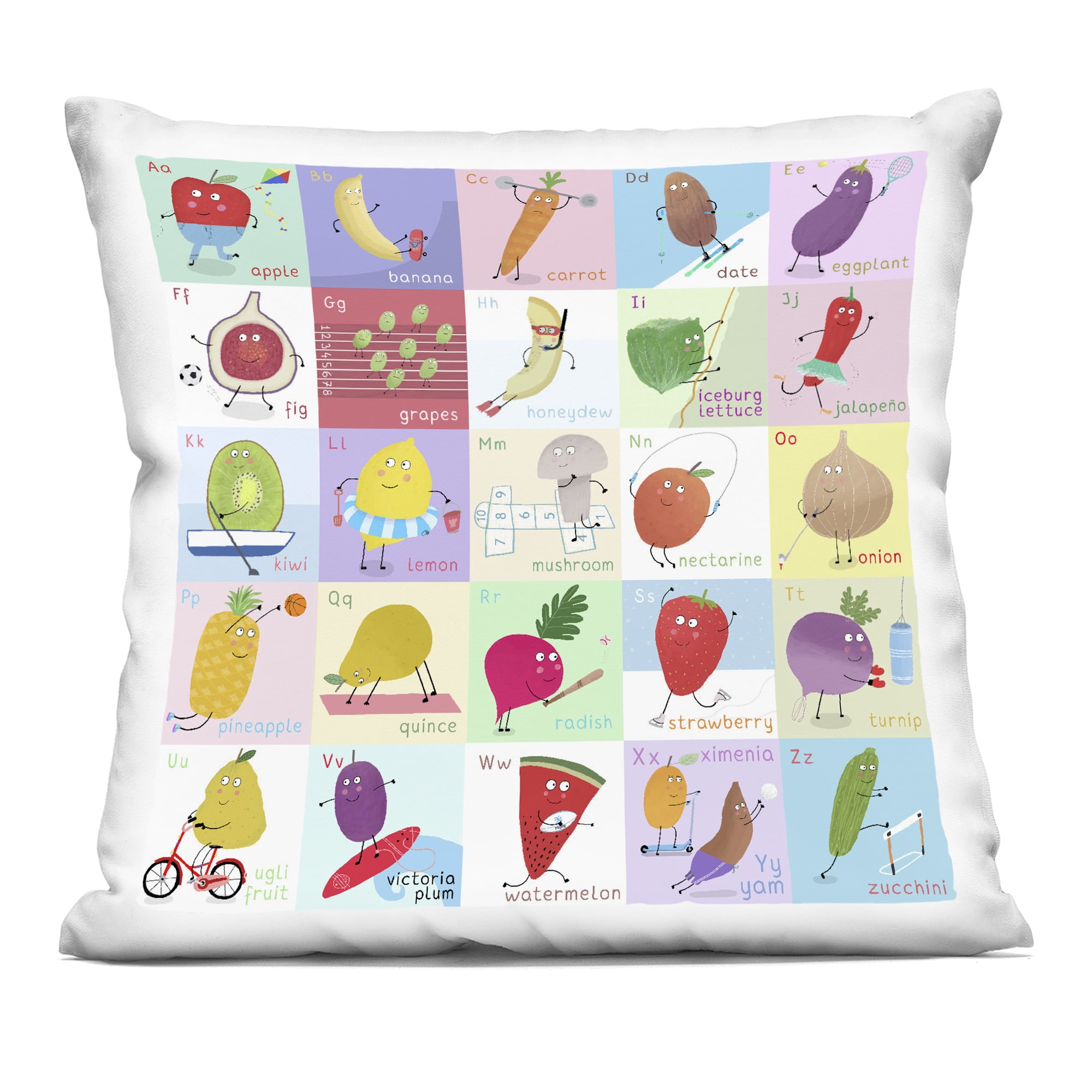 Stupell Industries Sporty Fruit Educational Decorative Printed Throw Pillow, design by Carla Daly, 18 x 7 x 18