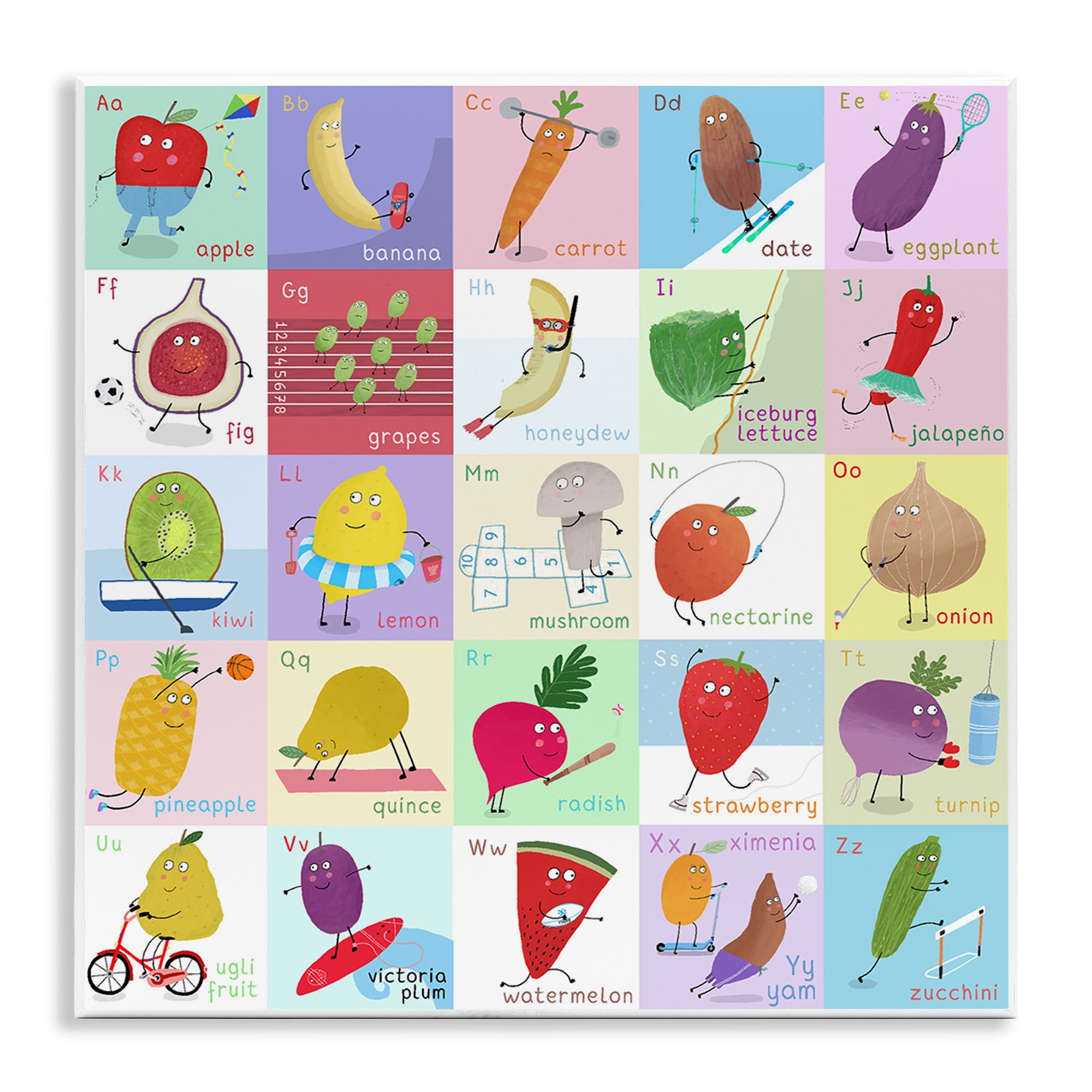 Stupell Industries Sporty Fruit Educational Wall Plaque Art, design by Carla Daly