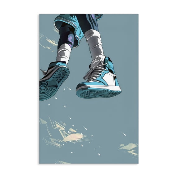Stupell Industries Modern Sporty Jump with Sneakers Canvas Art, 16 x 24, by Ray Powers