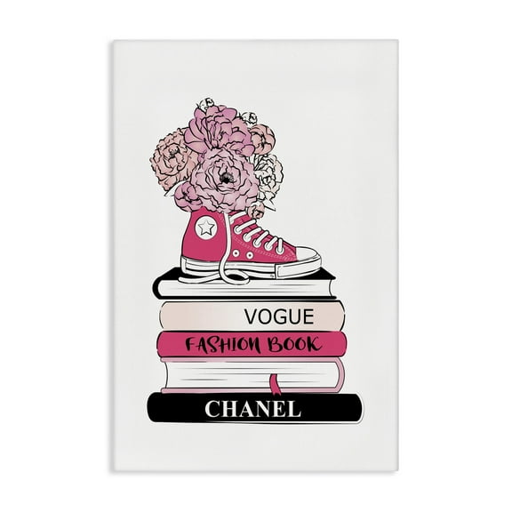 Stupell Industries Sporty Sneaker Bookstack Beauty & Fashion Painting Gallery Wrapped Canvas Art Print Wall Art, 16 x 24