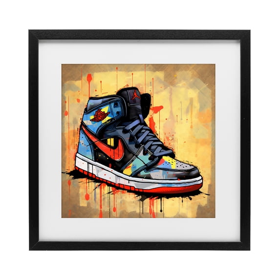 Stupell Industries Contemporary Sporty Sneaker Drips Black Framed Print Under Glass, 13 x 13, by Creative Studio