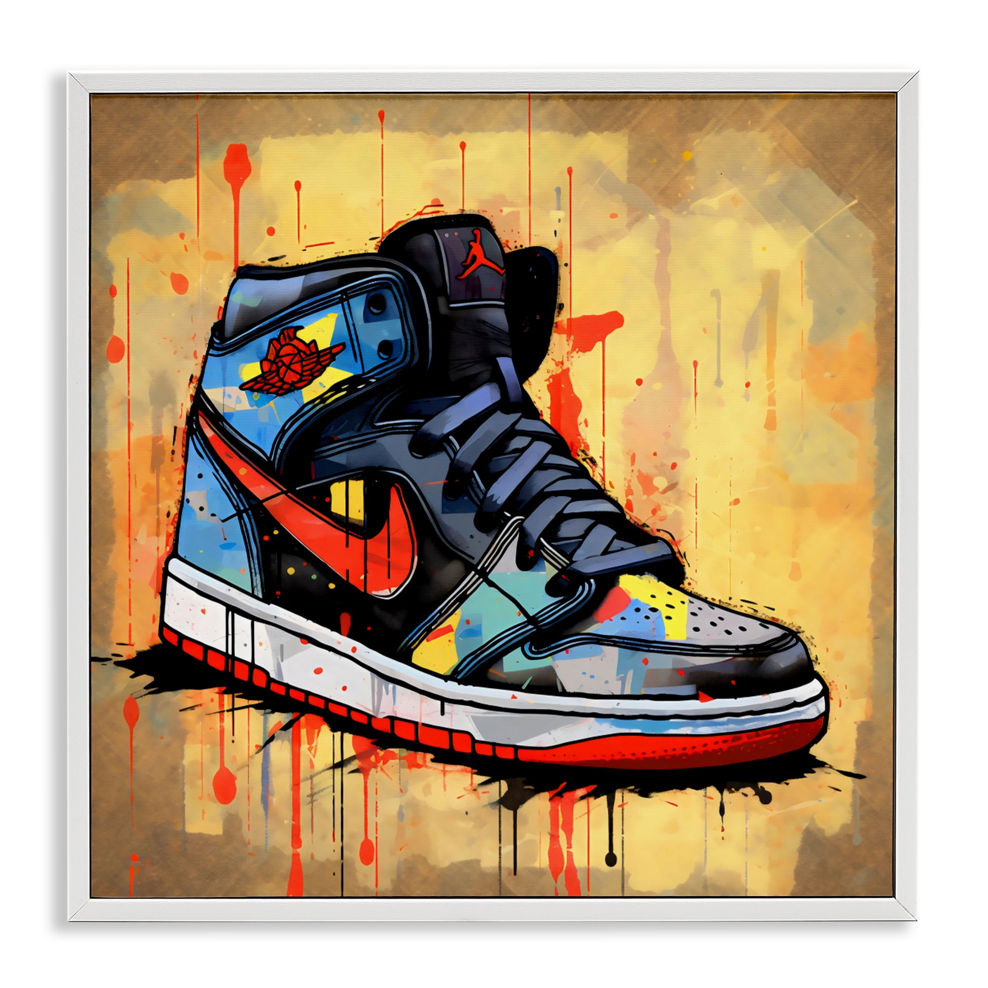 Stupell Industries Sporty Sneaker Drips White Framed Giclee Art, design by Creative Studio