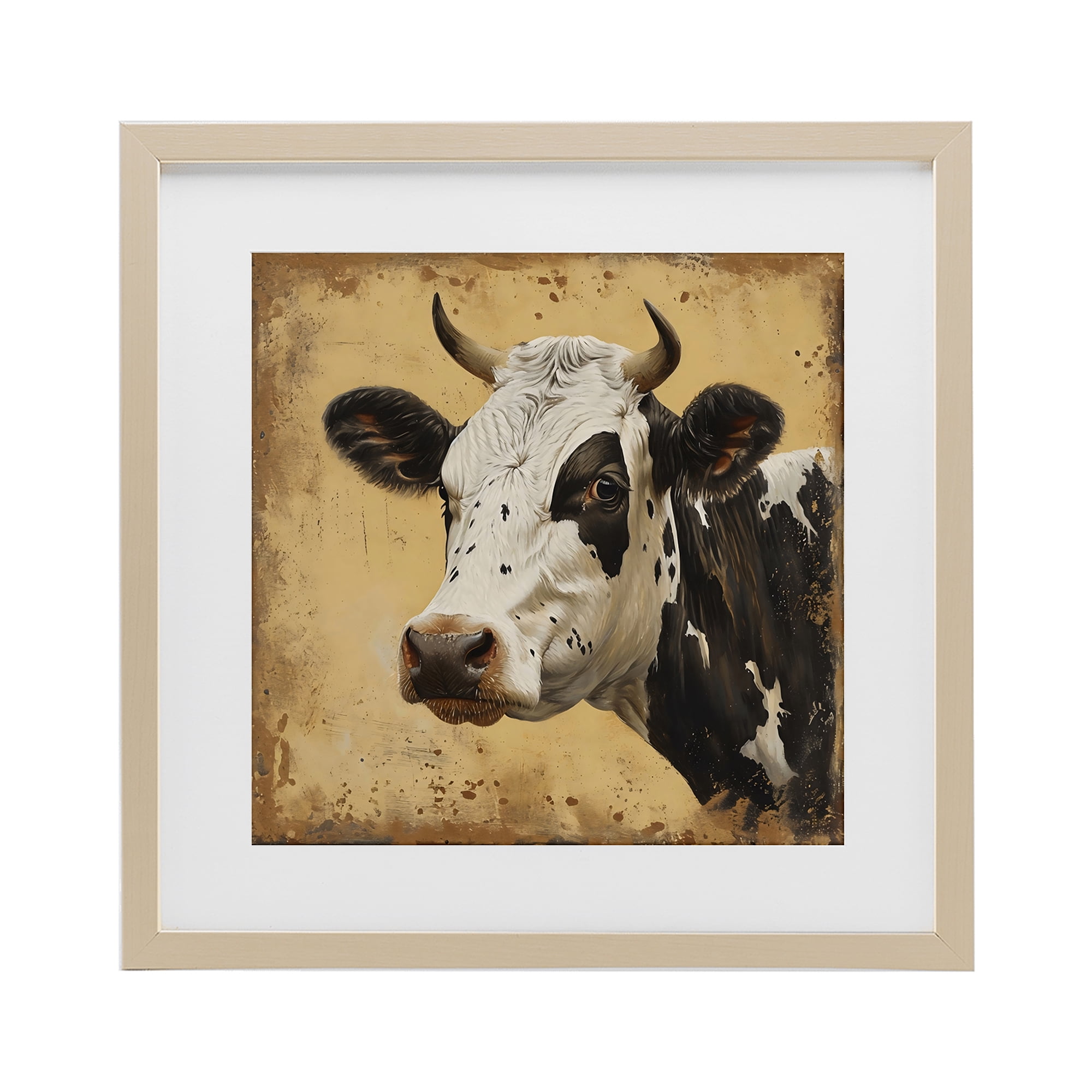 Stupell Industries Spotted Brown Cow Portrait Birch Framed Print Under Glass, design by Creative Studio