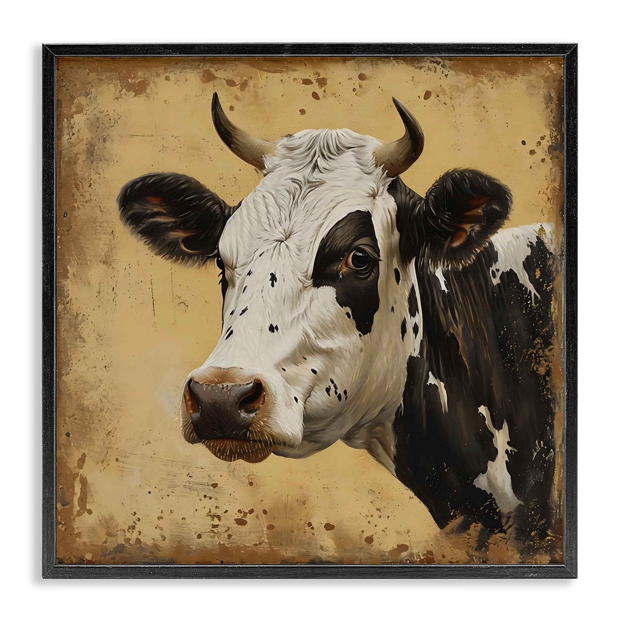 Stupell Industries Spotted Brown Cow Portrait Black Framed Giclee Art, design by Creative Studio