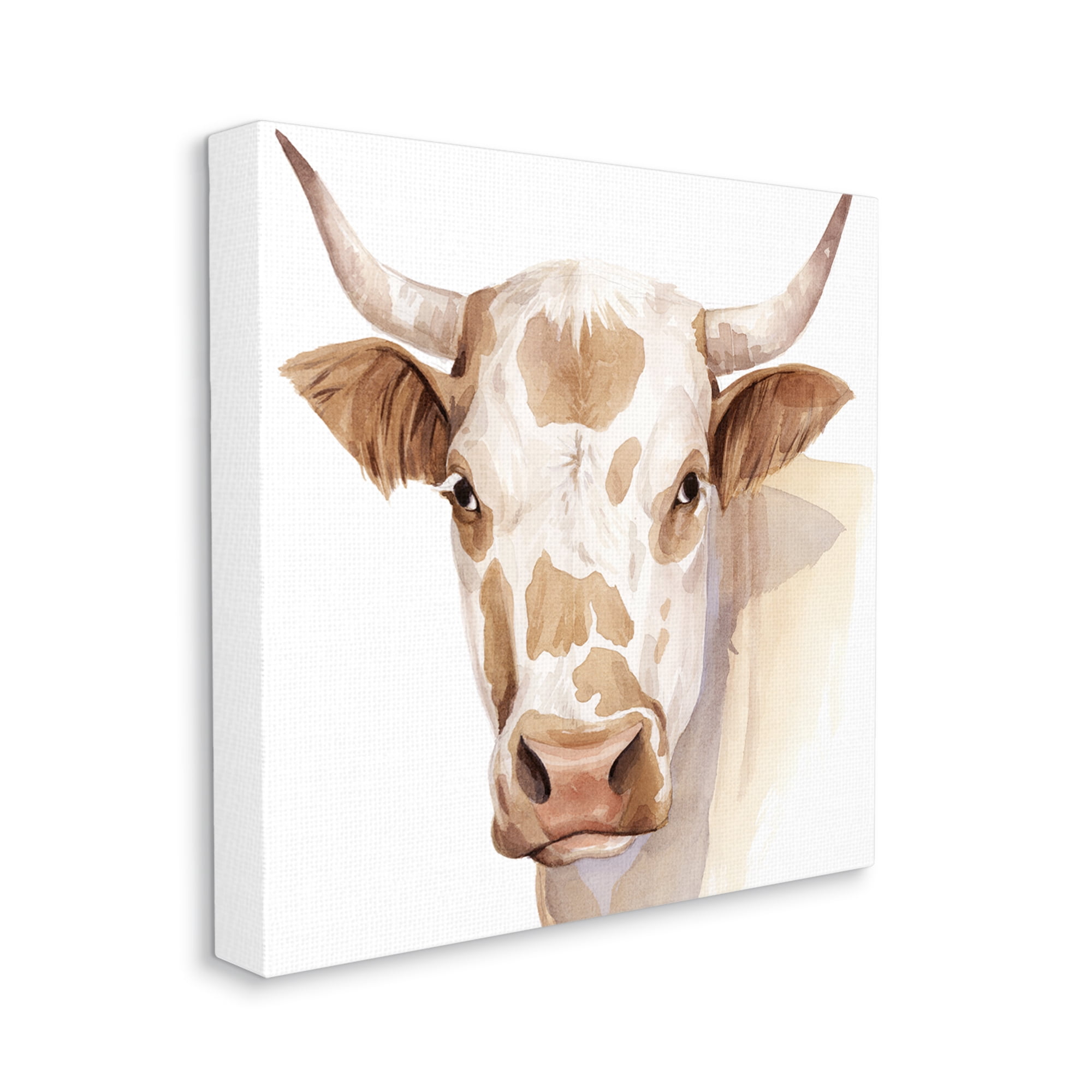 Stupell Industries Spotted Brown Cow Portrait Soft Tones Canvas Wall Art, 30 x 30, Design by Grace Popp