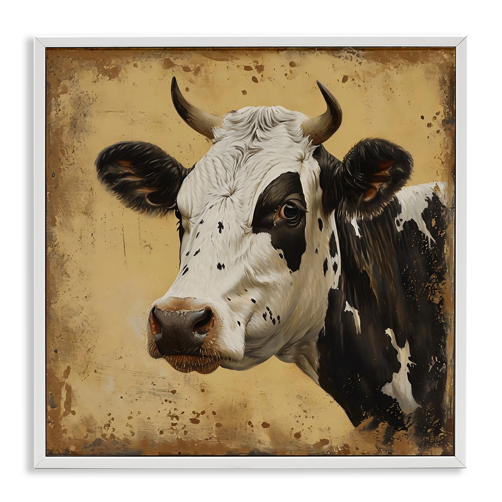 Stupell Industries Spotted Brown Cow Portrait White Framed Giclee Art, design by Creative Studio
