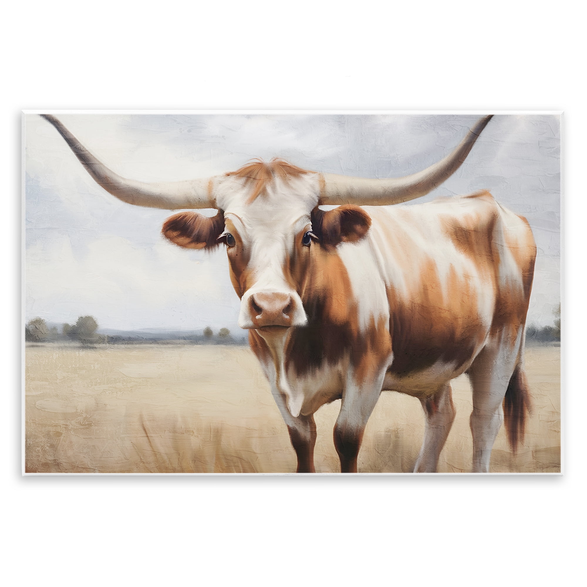 Stupell Industries Spotted Brown Longhorn Animals Painting Unframed Art Print Wall Art, 15 x 10