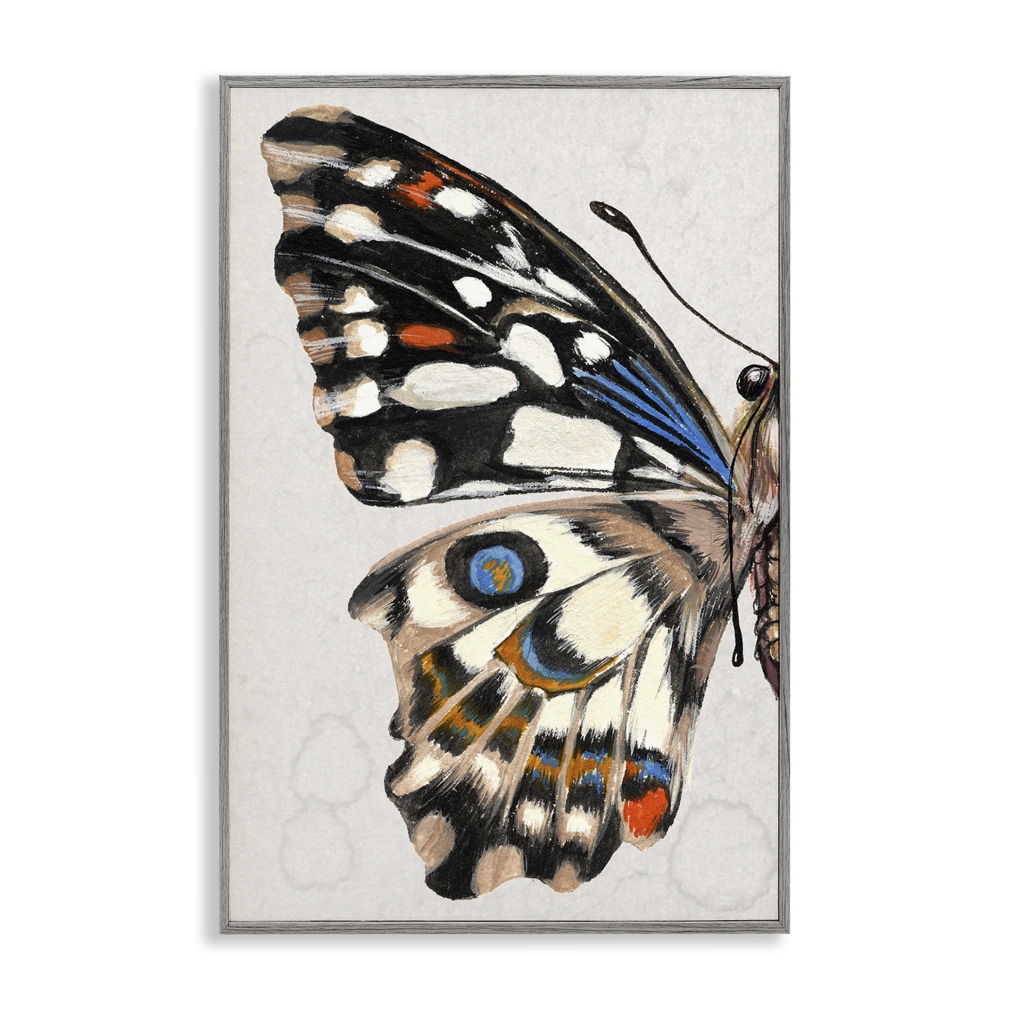 Stupell Industries Spotted Butterfly Wing Animals & Insects Painting Gray Framed Art Print Wall Art, 20 x 30